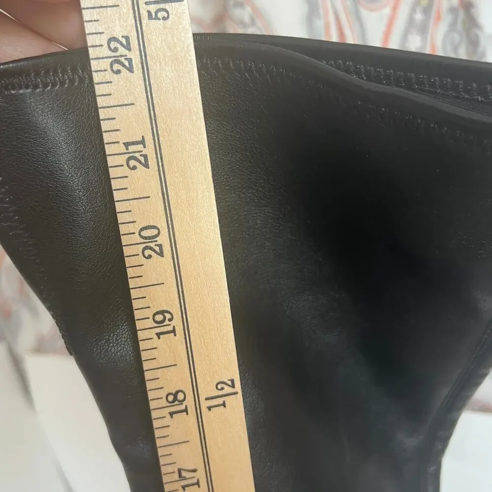 Steve Madden Larz Over The Knee Black Faux Leather Boots Size 5.5M
